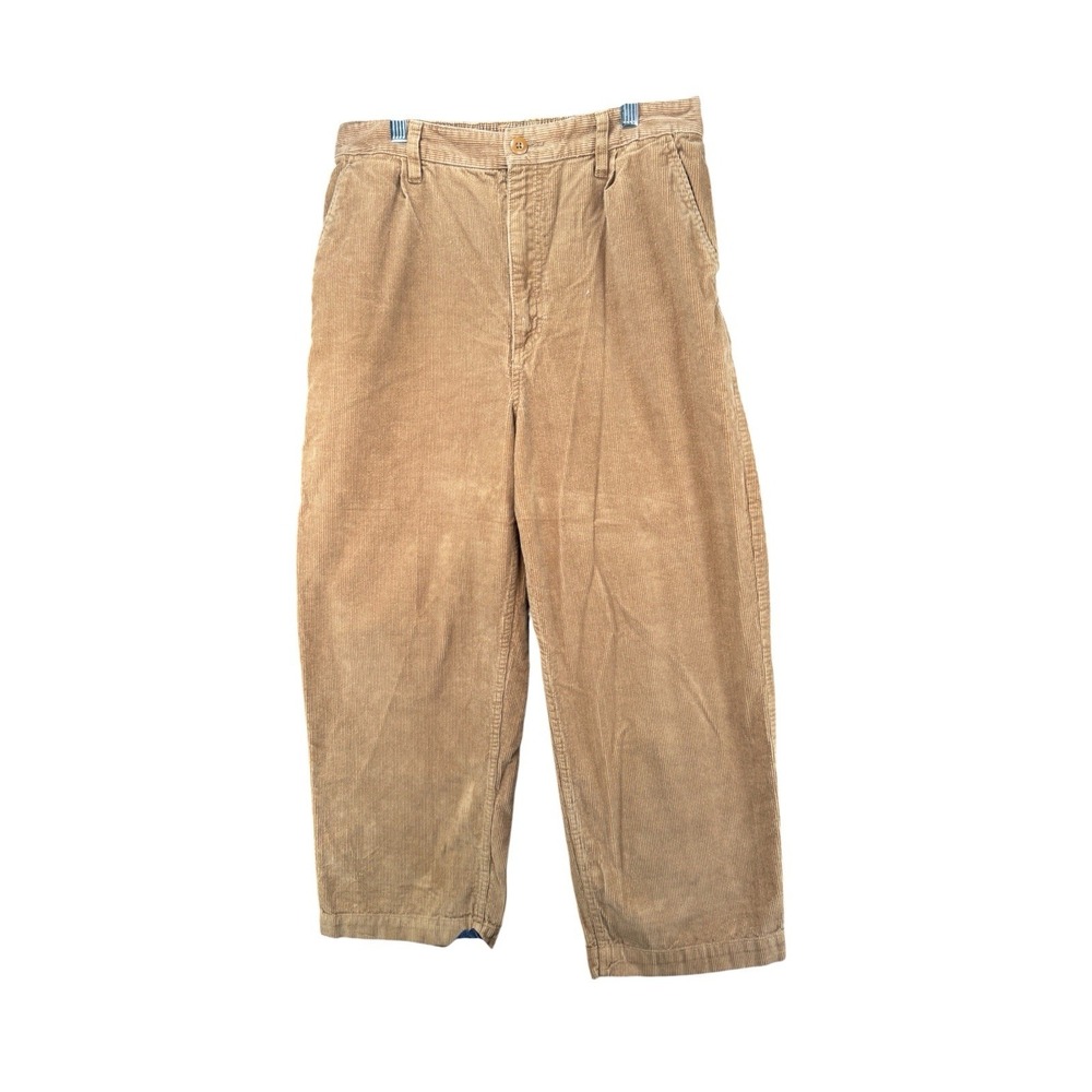 Vans Womens 30 Brown Corduroy Wide Leg Crop Pants High Rise Pockets Cotton
